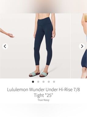 Lululemon Wunder Under Hi-Rise 7/8 Tight 25” True Navy Size 10